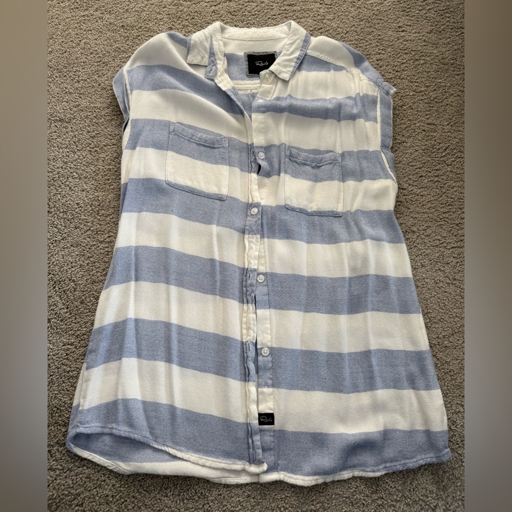 RAILS Britt Striped Button Down Shirt Light Blue / White Small